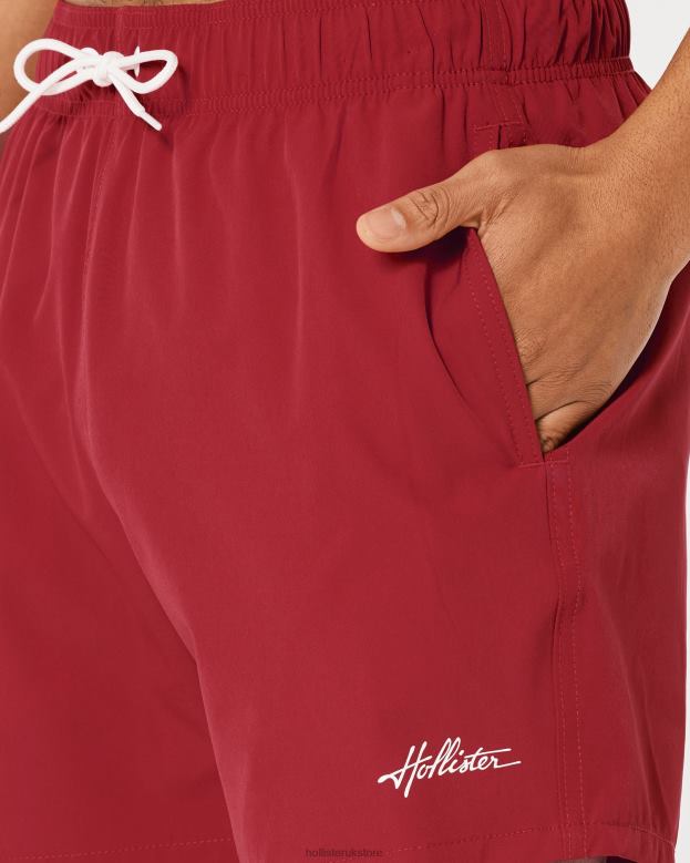 Bottoms Hollister Men Guard Swim Trunks 5\\ 488201111 Red